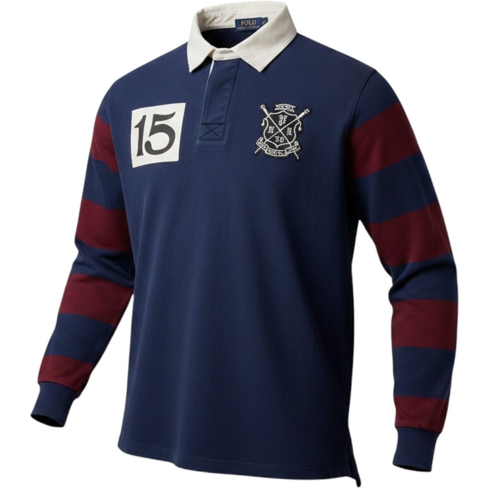Polo by Ralph Lauren Navy & Burgundy Long-Sleeve Rugby Shirt